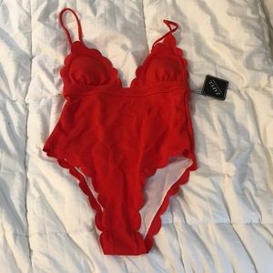 Red one piece swimsuit
